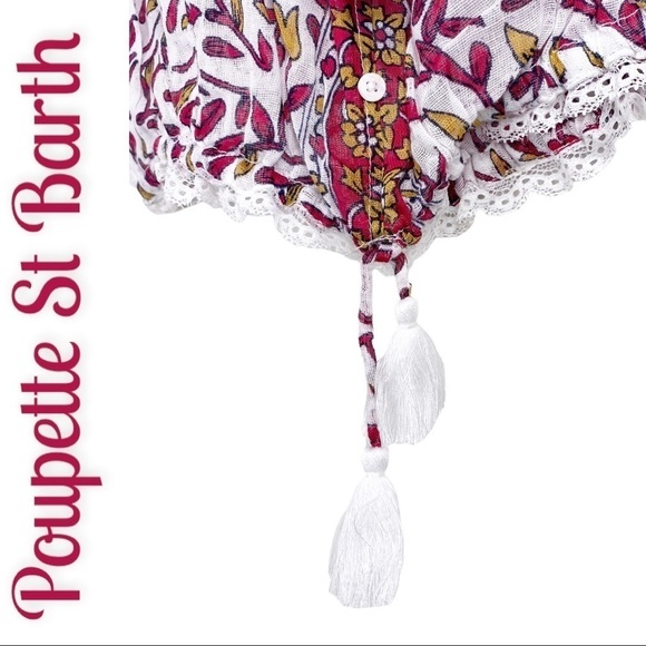 NWT POUPETTE ST BARTH Honey Sheer Cropped Tropical Cotton Mini Top, Size Medium - Picture 5 of 12